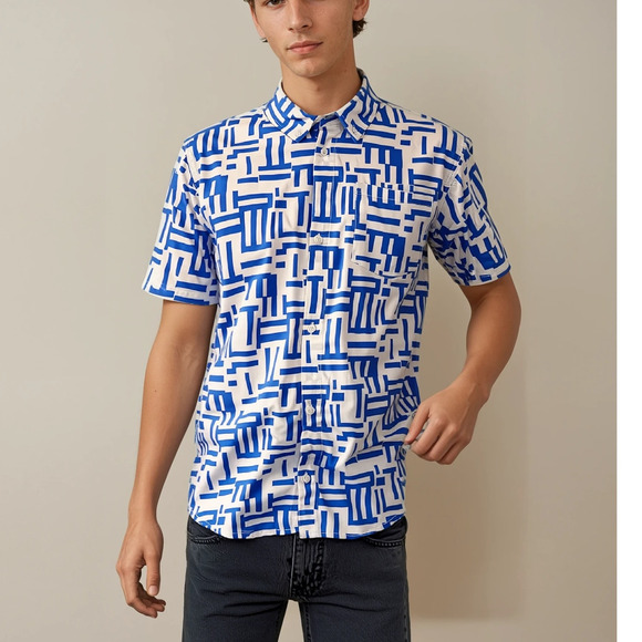 NWT Epic Threads Boy's 100% Cotton Button-Up Short Sleeve Shirt Vacation XL - Picture 1 of 6